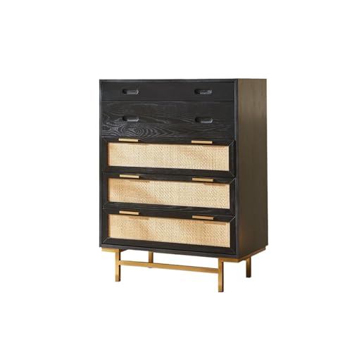 NZVCQVPU Modern Rattan Dresser Chest with Wide Drawers Freestanding Storage Cabinet Stylish Accent Sideboard for Bedroom & Living Room Metal Handles Functional Chest of Drawers NZVCQVPU Modern Rattan Dresser Chest with Wide Drawers Freestanding Storage Cabinet Stylish Accent Sideboard for Bedroom & Living Room Metal Handles Functional Chest of Drawers von NZVCQVPU