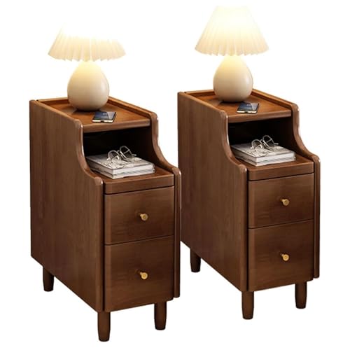 NZVCQVPU Slim Narrow Bedside Table with Drawers - Stylish 20cm Wide Nightstand for Bedroom - Modern Brown Chest - 2 Color Options for Space-Saving Storage NZVCQVPU Slim Narrow Bedside Table with Drawers - Stylish 20cm Wide Nightstand for Bedroom - Modern Brown Chest - 2 Color Options for Space-Saving Storage von NZVCQVPU