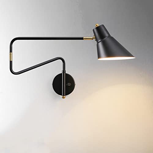 NZVCQVPU Verstellbare E27 -Wandlampe mit Schalter Rotatable 360 ​​° Flexibler Arm Metall Langes Arm Lesen Lektür von NZVCQVPU