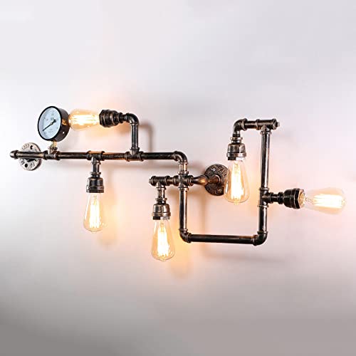 NZVCQVPU Vintage Industrial Water Pipe Wandleuchte mit 5 Lichtern Retro fest verdrahtete Wandlampenleuchte für Wohnzimmer Bar Bauernhaus Dampf Punkwandbeleuchtung NZVCQVPU Vintage Industrial Water Pipe Wandleuchte mit 5 Lichtern Retro fest verdrahtete Wandlampenleuchte für Wohnzimmer Bar Bauernhaus Dampf Punkwandbeleuchtung von NZVCQVPU