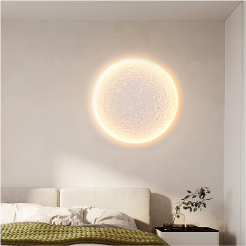 Wandleuchte Wandlampen führte Nachttischlampe Wohnzimmer Schlafzimmer dekorative Innen-Mondlicht (Größe: 30 * 30 cm, Farbe: weißes Licht) von NZVCQVPU