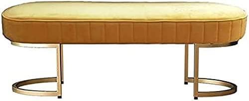 Luxuriöse Schuhbank For Den Eingangsbereich, Bank For Das Schlafzimmer-Ende Des Bettes Und Sofahocker Mit Fußstütze For Das Wohnzimmer Mit Goldenem Sockel,(Yellow,100x40x32cm(39x16x13inch)) von NZVZGKTNTW