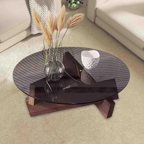 NZVZGKTNTW 31,5 Zoll Mid Century Couchtisch, Couchtische Mit Holzsockel Fürs Wohnzimmer, Runder Mitteltisch, Beistelltisch for Kleine Räume In Der Wohnung(Walnut) von NZVZGKTNTW