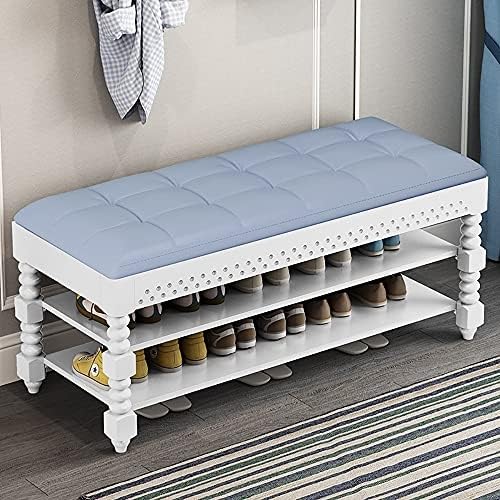 NZVZGKTNTW Aufbewahrungsbank for Den Eingangsbereich, 2-stufige Schuhregalbank Mit Ledersitz, Aufbewahrungstruhen for Foyer, Schlafzimmer, Wohnzimmer, Akzentmöbel,(Purple,70x30x48cm) von NZVZGKTNTW