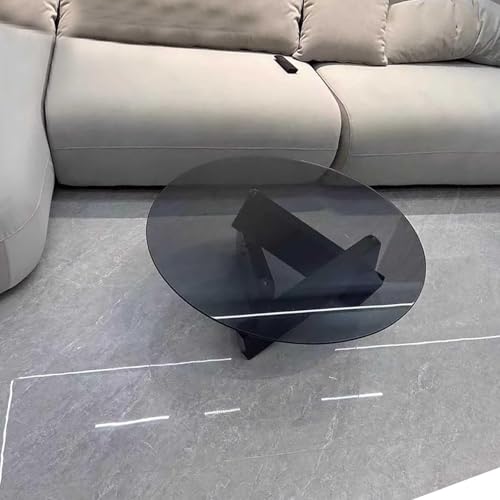 NZVZGKTNTW Couchtisch for Wohnzimmer, Couchtische Aus Der Mitte des Jahrhunderts for Kleine Beistelltische Mit Runder Glasplatte, Einzigartige Beine Aus Massivholz for Bauernhaus(Black) von NZVZGKTNTW