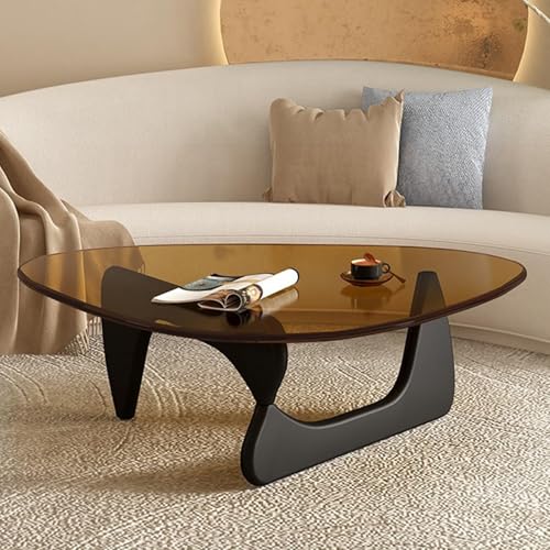 NZVZGKTNTW Dreieckiger Couchtisch Aus Der Mitte des Jahrhunderts Mit Beinen Aus Massivholz Und 8 Mm Starker Platte Aus Gehärtetem Glas, Beistelltisch Und Cocktailtisch(Black+b,32.2x22.4x15.7in) von NZVZGKTNTW