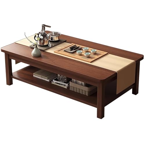 NZVZGKTNTW Rechteckiger Couchtisch - Moderner Couchtisch Aus Massivholz Mit 2 Ablageebenen, Ideal Als Beistelltisch for Wohnzimmer, Büro Und Balkon(Brown,100cm/39.9in) von NZVZGKTNTW