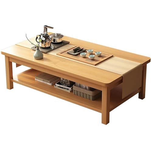 NZVZGKTNTW Rechteckiger Couchtisch - Moderner Couchtisch Aus Massivholz Mit 2 Ablageebenen, Ideal Als Beistelltisch for Wohnzimmer, Büro Und Balkon(Yellow,100cm/39.9in) von NZVZGKTNTW