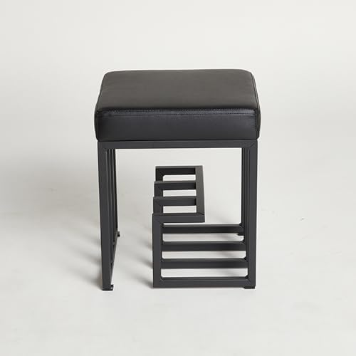 NZVZGKTNTW Schuhbank, Kleiner Quadratischer Hocker Aus Metall, Ottomane Mit Stauraum, for Das Wohnzimmer Im Foyer, Schlafzimmer, Moderne Akzentmöbel, for Wechseln Der Schuhe(Black) von NZVZGKTNTW