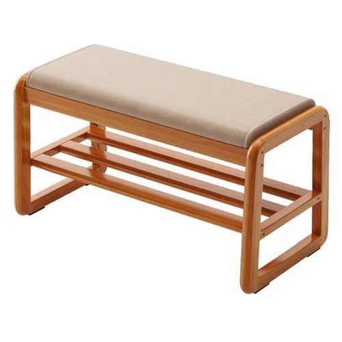 NZVZGKTNTW Schuhbank Im Mid-Century-Stil for Den Eingangsbereich, 2-stöckiges Schuhregal Aus Holz, for Flur Und Schlafzimmer, Vielseitige Organisationslösung(Cherry Wood,L80cm(31.5in)) von NZVZGKTNTW