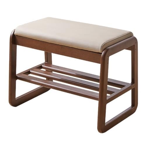 NZVZGKTNTW Schuhbank Im Mid-Century-Stil for Den Eingangsbereich, 2-stöckiges Schuhregal Aus Holz, for Flur Und Schlafzimmer, Vielseitige Organisationslösung(Walnut,L55cm(21.6in)) von NZVZGKTNTW