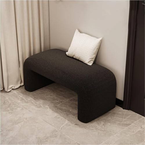 NZVZGKTNTW Schuhbank for Den Eingangsbereich Mit Kissen, Aufbewahrungsbank Mit Gepolstertem Sitz, Hautfreundlicher Lammwollstoff, Stabiler Massivholzrahmen(Black,120cm/47.2in) von NZVZGKTNTW