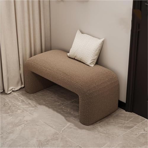 NZVZGKTNTW Schuhbank for Den Eingangsbereich Mit Kissen, Aufbewahrungsbank Mit Gepolstertem Sitz, Hautfreundlicher Lammwollstoff, Stabiler Massivholzrahmen(Brown,120cm/47.2in) von NZVZGKTNTW