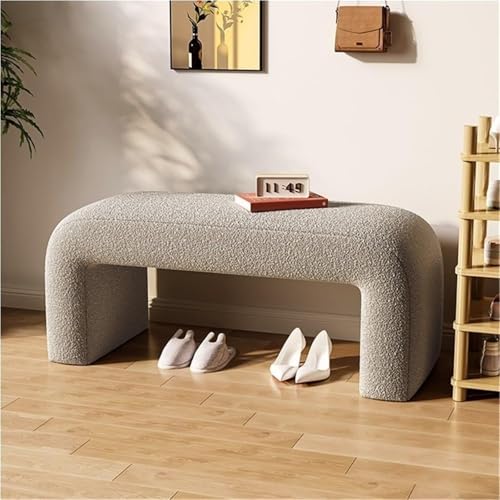 NZVZGKTNTW Schuhbank for Den Eingangsbereich Mit Kissen, Aufbewahrungsbank Mit Gepolstertem Sitz, Hautfreundlicher Lammwollstoff, Stabiler Massivholzrahmen(Grey,80cm/31.5in) von NZVZGKTNTW