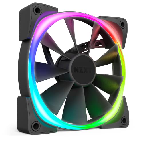 NZXT AER RGB 2 Erweiterte Beleuchtungsanpassung, Flügelspitzen, flüssigkeitsdynamisches Kugellager, LED RGB PWM Lüfter für Hue 2, HUE2-Beleuchtungssteuerung nicht im Lieferumfang enthalten, 140 mm, 1 Stück von NZXT