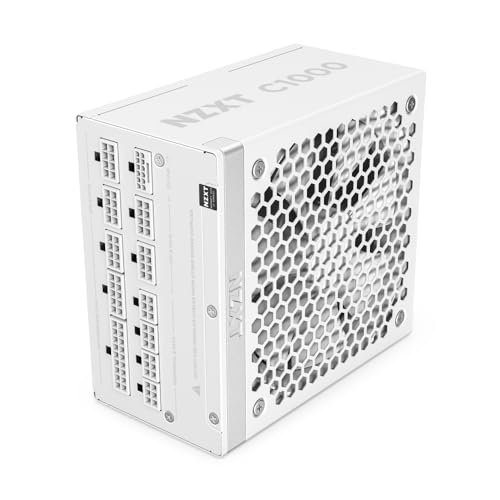 NZXT C1000 Gold ATX 3.1 - Vollständig modulares, geräuscharmes PC-Gaming-Netzteil - 1000 Watt - 80 PLUS Gold - 12V-2x6-Anschluss - Zero Fan-Modus - 100 % japanische Kondensatoren - Weiß von NZXT