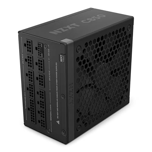 NZXT C850 Gold ATX 3.1 - Voll modulares Low-Noise PC-Gaming-Netzteil - 850 Watt - 80 PLUS Gold - 12V-2x6 Anschluss - Zero Fan Mode - 100% japanische Kondensatoren - Schwarz von NZXT