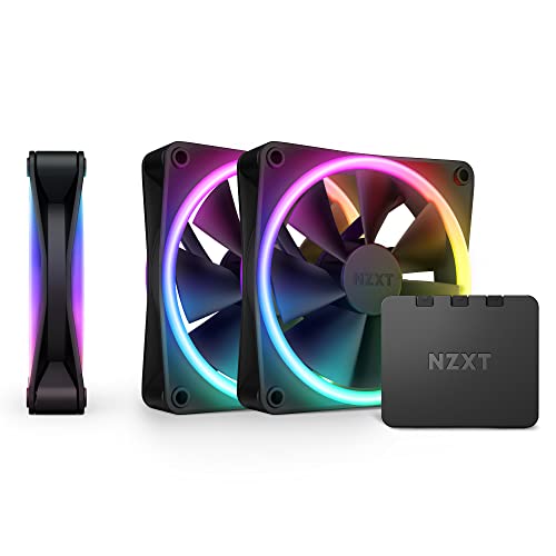 NZXT F120 RGB Duo Triple Pack – 3 x 120 mm zweiseitige RGB-Lüfter mit RGB-Controller – 20 individuell adressierbare LEDs – ausgewogener Luftstrom und statischer Druck – flüssigkeitsdynamisches Lager – von NZXT