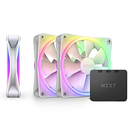 NZXT F120 RGB Duo Triple Pack - 3 x 120mm doppelseitiger RGB-Lüfter mit RGB-Controller – 20 einzeln adressierbare LEDs – Ausgeglichener Airflow und statischer Druck – Weiß von NZXT