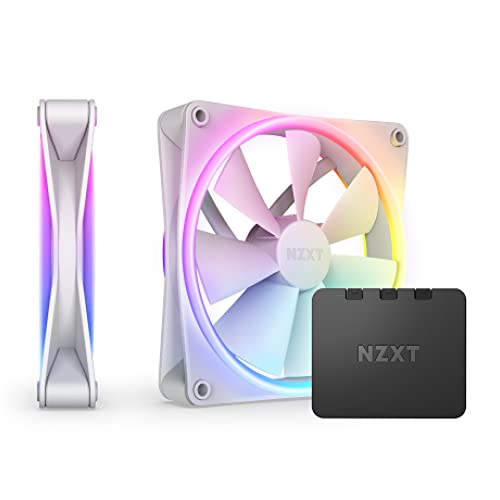 NZXT F140 RGB Duo Twin Pack - 2 x 140mm doppelseitiger RGB-Lüfter mit RGB-Controller – 20 einzeln adressierbare LEDs – Ausgeglichener Airflow und statischer Druck – Weiß von NZXT