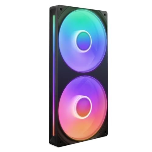 NZXT F240 RGB Core - 240 mm Einzelrahmen-Lüftereinheit mit 2 x 120 mm RGB-Lüftern - Drehzahl- und Beleuchtungssteuerung - Hoher statischer Druck und Luftstrom - 8 aRGB-LEDs pro Lüfter - Schwarz von NZXT