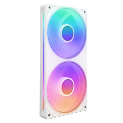 NZXT F240 RGB Core - 240 mm Einzelrahmen-Lüftereinheit mit 2 x 120 mm RGB-Lüftern - Drehzahl- und Beleuchtungssteuerung - Hoher statischer Druck und Luftstrom - 8 aRGB-LEDs pro Lüfter - Weiß von NZXT