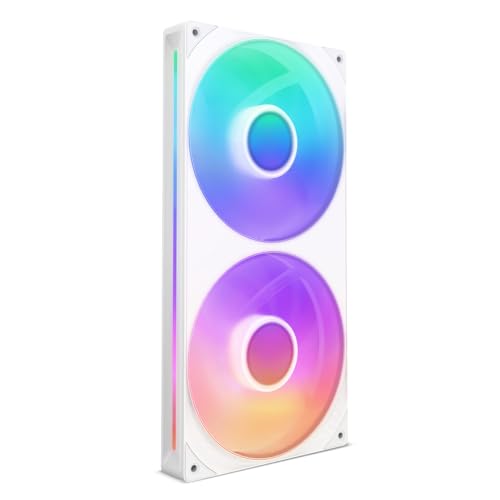 NZXT F280 RGB Core - 280 mm Einzelrahmen-Lüftereinheit mit 2 x 140 mm RGB-Lüftern - Drehzahl- und Beleuchtungssteuerung - Hoher statischer Druck und Luftstrom - 8 aRGB-LEDs pro Lüfter - Weiß von NZXT