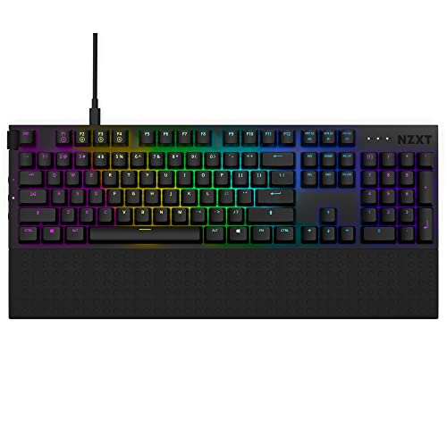 NZXT Function 2022 Mechanische PC Gaming Tastatur - beleuchtet - lineare RGB Schalter - MX kompatible Schalter - Hot Swap - Robustes Aluminium Cover - Mechanical Gaming Keyboard | US (ANSI) Schwarz von NZXT