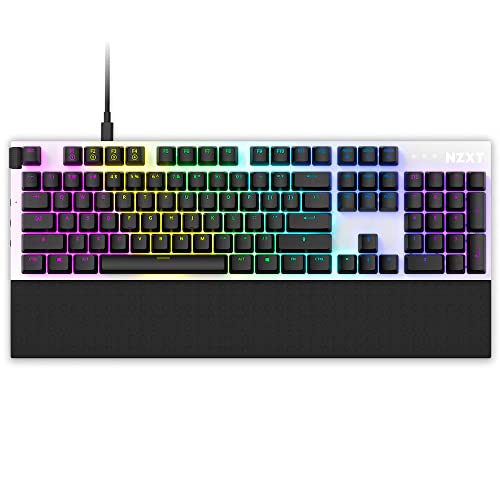 NZXT Function 2022 Mechanische PC Gaming Tastatur - beleuchtet - lineare RGB Schalter - MX kompatible Schalter - Hot Swap - Robustes Aluminium Cover - Mechanical Gaming Keyboard | US (ANSI) Weiß von NZXT