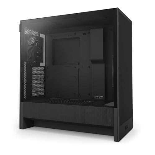 NZXT H5 Flow - Compact ATX Mid-Tower PC Gaming Case - High Airflow - 2 x 120mm Fans Included - 360mm Front & 240mm Top Radiator Support - Cable Management System - Tempered Glass - Black von NZXT