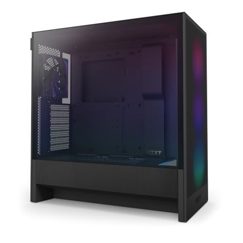 NZXT H5 Flow RGB - Compact ATX Mid-Tower PC Gaming Case - High Airflow - F360 RGB Core (CV) Included - 360mm Front & 240mm Top Radiator Support - Cable Management - Tempered Glass - Black von NZXT