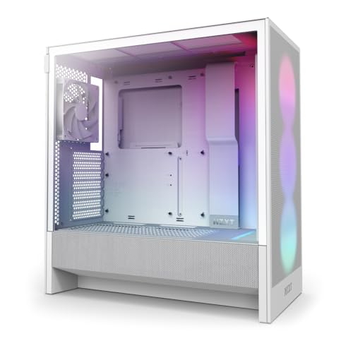 NZXT H5 Flow RGB - Compact ATX Mid-Tower PC Gaming Case - High Airflow - F360 RGB Core (CV) Included - 360mm Front & 240mm Top Radiator Support - Cable Management - Tempered Glass - White NZXT H5 Flow RGB - Compact ATX Mid-Tower PC Gaming Case - High Airflow - F360 RGB Core (CV) Included - 360mm Front & 240mm Top Radiator Support - Cable Management - Tempered Glass - White von NZXT
