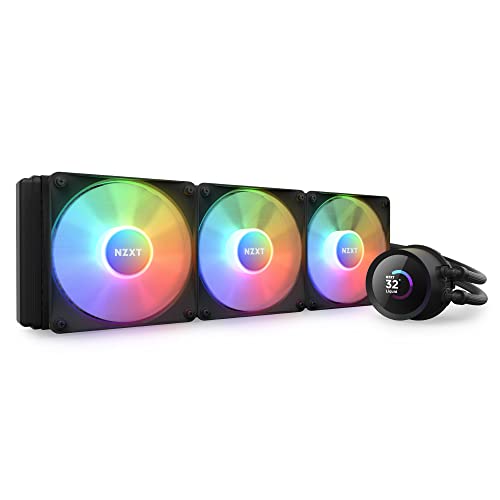 NZXT Kraken 360 RGB – 360 mm AIO CPU-Flüssigkeitskühler – anpassbares quadratisches LCD-Display für Bilder, Leistungsmetriken – Hochleistungspumpe – 3 x F120 RGB Core Fans – Schwarz von NZXT