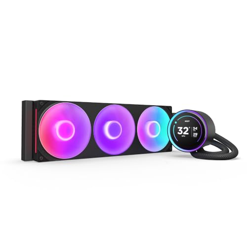 NZXT Kraken Elite 360 RGB - AIO CPU-Flüssigkeitskühler - 360-mm-Radiator - F360 RGB Core-Lüfter - Anpassbares 2,72"-IPS LCD - Turbine Pump - Intel LGA 1700, 1200/115X, 1851 - AMD AM5, AM4 - Schwarz von NZXT