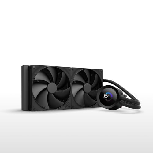 NZXT Kraken Plus 280 – AIO CPU Flüssigkeitskühler – 280mm Radiator – 2 x F140P Lüfter – Anpassbares 1,54" quadratisches LCD – AMD® AM5, AM4 – Intel® LGA 1851/1700, 1200/115X – Schwarz von NZXT