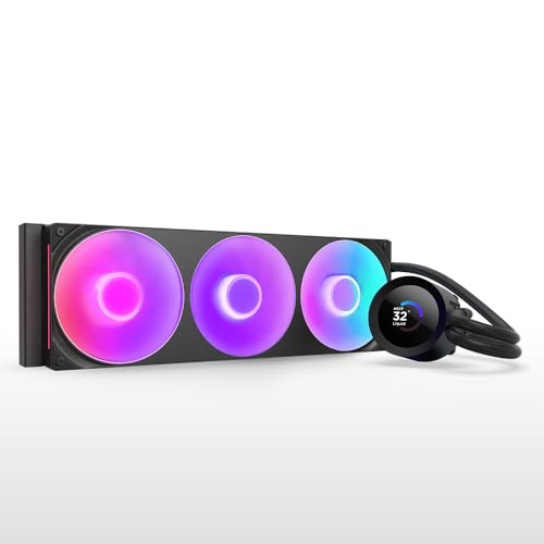 NZXT Kraken Plus 360 RGB – AIO CPU-Flüssigkeitskühler – 360mm Radiator – F360 RGB Core Single Frame Lüfter – 1,54" Quadratisches LCD – AMD® AM5, AM4 – Intel® LGA 1851/1700, 1200/115X – Schwarz von NZXT