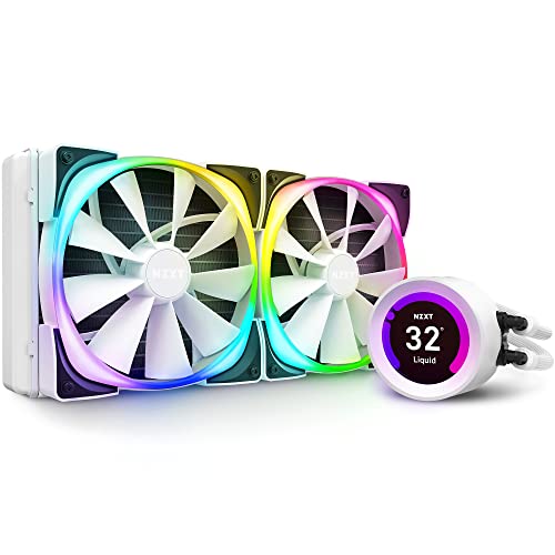 NZXT Kraken Z63 RGB 280mm - RL-KRZ63-RW - AIO RGB CPU Liquid Cooler - Customizable LCD Display - Improved Pump - RGB Connector - Aer RGB 2 140mm Radiator Fans (2 Included) - White von NZXT