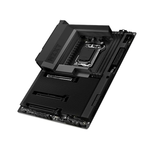 NZXT N7 B850 - AMD B850 AM5 ATX Gaming-Mainboard für Ryzen 9000/8000/7000 – 16+2+1, DDR5, 3X M.2, PCIe 5.0, Wi-Fi 6E, 2.5GbE LAN, USB 4 – M.2 NVME mit Schnellverschluss – Vollabdeckung – Schwarz von NZXT