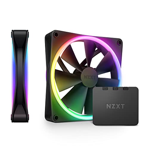 NZXT F140 RGB Duo Twin Pack - 2 x 140mm doppelseitiger RGB-Lüfter mit RGB-Controller – 20 einzeln adressierbare LEDs – Ausgeglichener Airflow und statischer Druck – Schwarz von NZXT