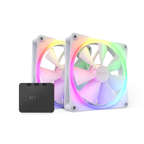NZXT F140 RGB Fans - RF-R14DF-W1 - Erweiterte Anpassung der RGB-Beleuchtung – Flüsterleise Kühlung – Twin (RGB-Lüfter und Controller INKLUSIVE) -140mm-Lüfter – Weiß von NZXT