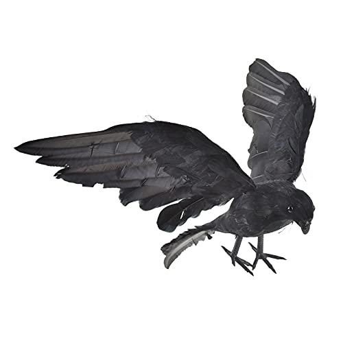 NZXVSE 45,7 cm realistische Krähen, schwarze Feder, stehende Krähe, Vogel handgefertigt, Simulation Krähen Ravens, Halloween dekorative Figur für Außen- und Innenrähe Dekoration von NZXVSE