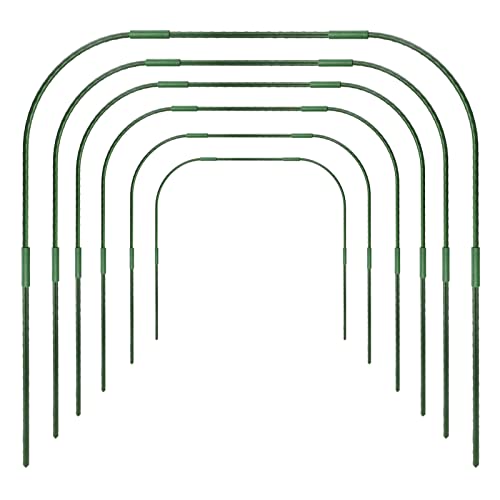 NZXVSE 6 x Gartenreifen für Reihenabdeckung, 86 x 91,4 cm, Gewächshaus-Rahmen, Tunnel-Reifen, rostfreier Stahl, mit kunststoffbeschichtetem Stützrahmen, Durchmesser 11 mm, Grün von NZXVSE