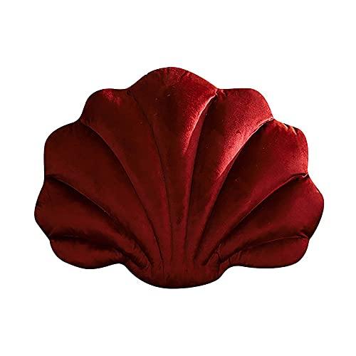 NZXVSE Stoff-Muschelkissen, 28 x 38 cm, Muschelform, Plüschkissen, Meer, Ozean, Muschel, für dekoratives Kissen, Bett, Couch, Sofa (rot) von NZXVSE