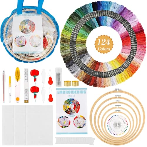 236pcs Stickerei Set Stickset für Anfänger Embroidery Kit 124 Farbfäden 3 Aida-Tücher 5 PCS Stickrahmen Kreuzstich Werkzeug Set mit Anleitung zum Nähen Sticken Set Erwachsene Kinder Leicht zu Lagern 236pcs Stickerei Set Stickset für Anfänger Embroidery Kit 124 Farbfäden 3 Aida-Tücher 5 PCS Stickrahmen Kreuzstich Werkzeug Set mit Anleitung zum Nähen Sticken Set Erwachsene Kinder Leicht zu Lagern von NZZVNZ