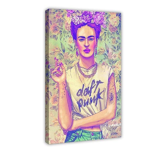 Kunstdruck auf Leinwand, Motiv: Frida Kahlo Daft, Punk-Stil, Wandkunst, Dekoration, Bild, Gemälde für Wohnzimmer, Schlafzimmer, Dekoration, Rahmen: 30 x 45 cm von NZZZ