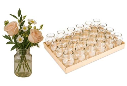 NaDeco Apothekerflaschen, 24 Stück, Maße ca. 10x7cm | Kleine Deko-Vasen | Deko-Glasflaschen | Apotheker-Flaschen | Glasfläschchen | Kleine Deko-Vasen | Dekoflaschen | Glas-Flaschen | Windlichtgläser von NaDeco