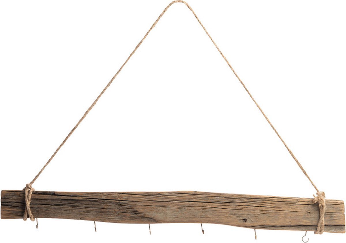 NaDeco Bastelnaturmaterial Deko Holz Stange / Brett zum Hängen, in 60 cm mit 5 Haken und Kordel von NaDeco