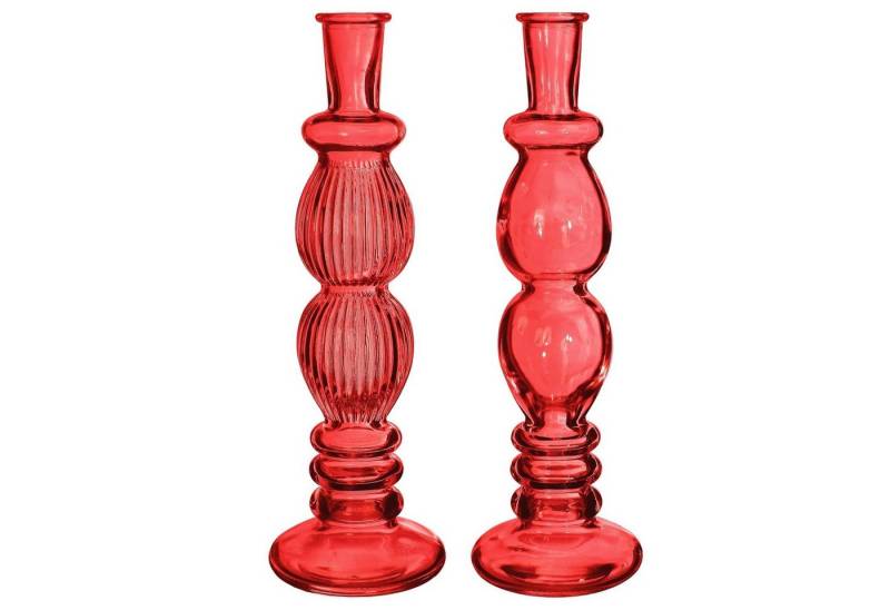 NaDeco Dekovase Glasvase "Florence" in Rot, 2er Set, Größe h.28 Ø9 cm von NaDeco