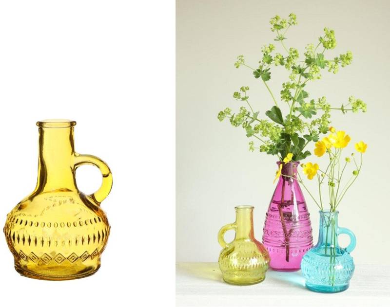 NaDeco Dekovase Glasvase klein "Lille" in Gelb, Höhe 10cm, Durchmesser 7 cm von NaDeco