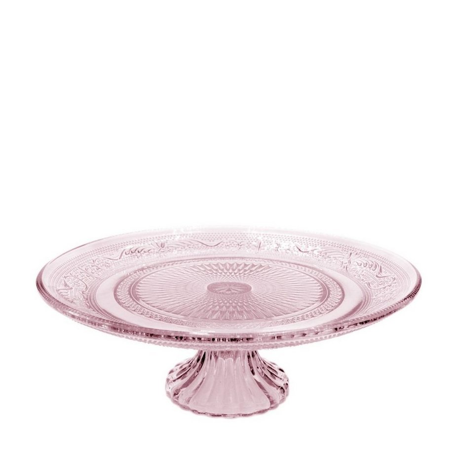 NaDeco Dekovase Tortenplatte Glas mit Fuß, Farbe Rosa, Größe Ø 23 x H 8cm von NaDeco